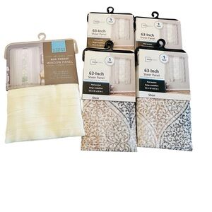 Mainstays Rod-Pocket Sheer Window Curtain Panel Set Bundle NWT